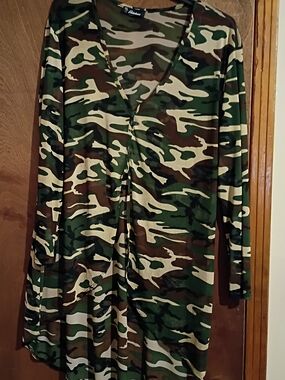 Rainbow Green Brown Cream Camo Dress
